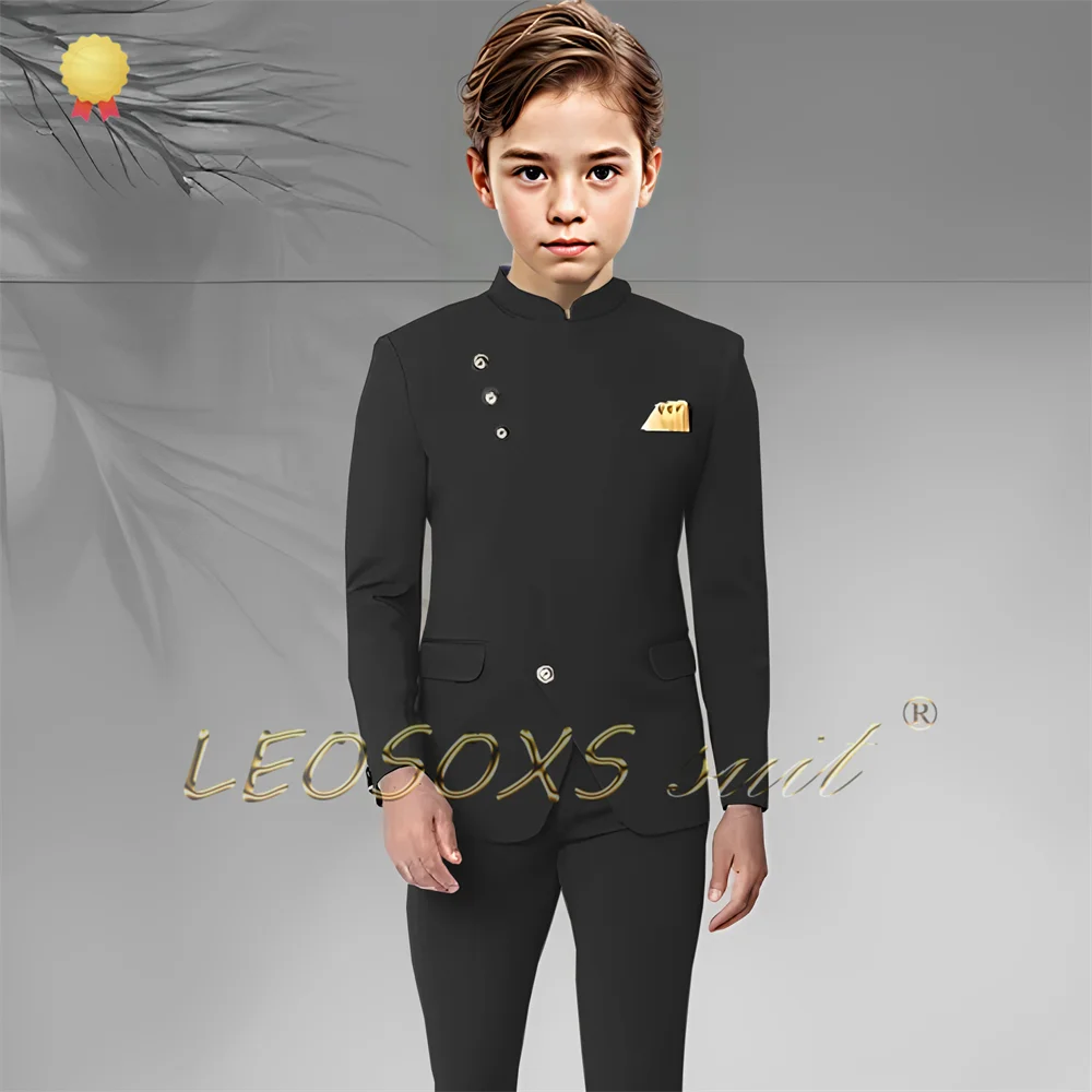 

Boys' 2-Piece Formal Suit, Stand Collar Exquisite Buttons, Jacket + Trousers, Children's High-End Occasions Use