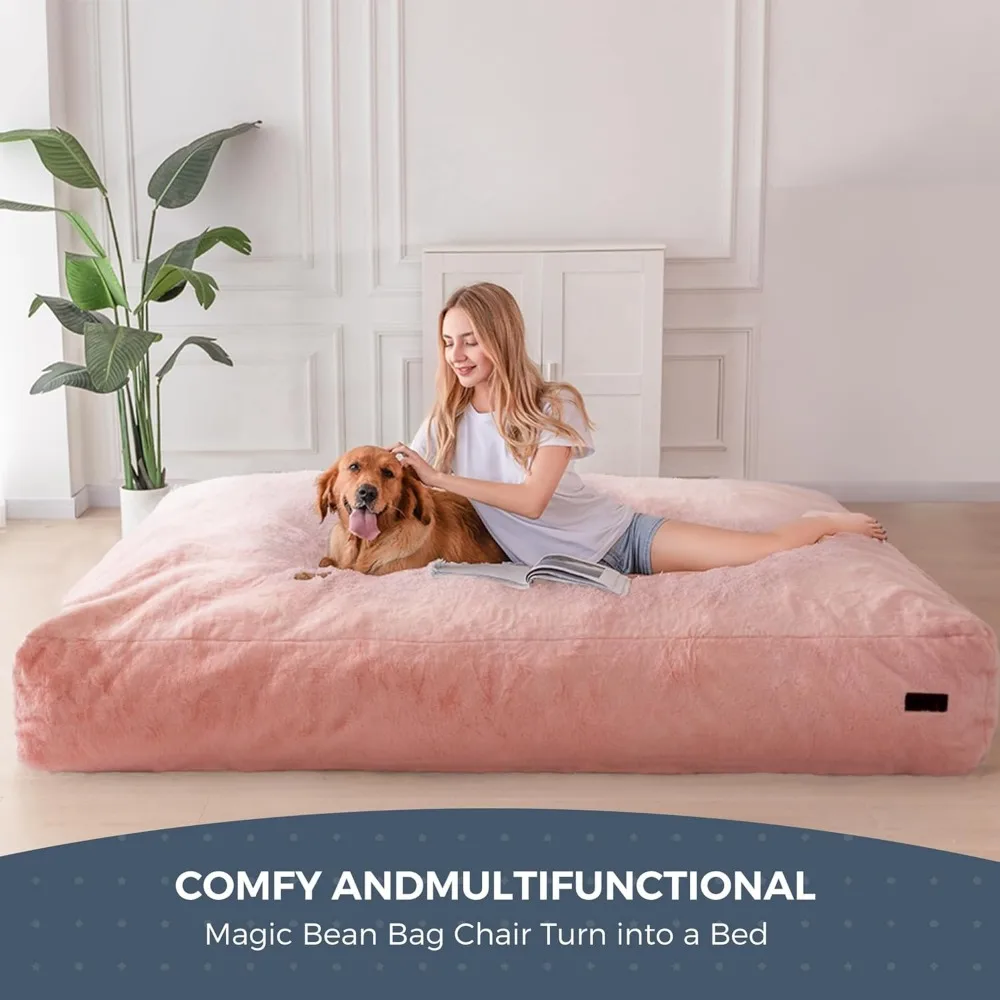 Puf Convertible plegable de silla perezosa a colchón de piso, sofá de piso grande, bolsa de frijol gigante, cama para adultos