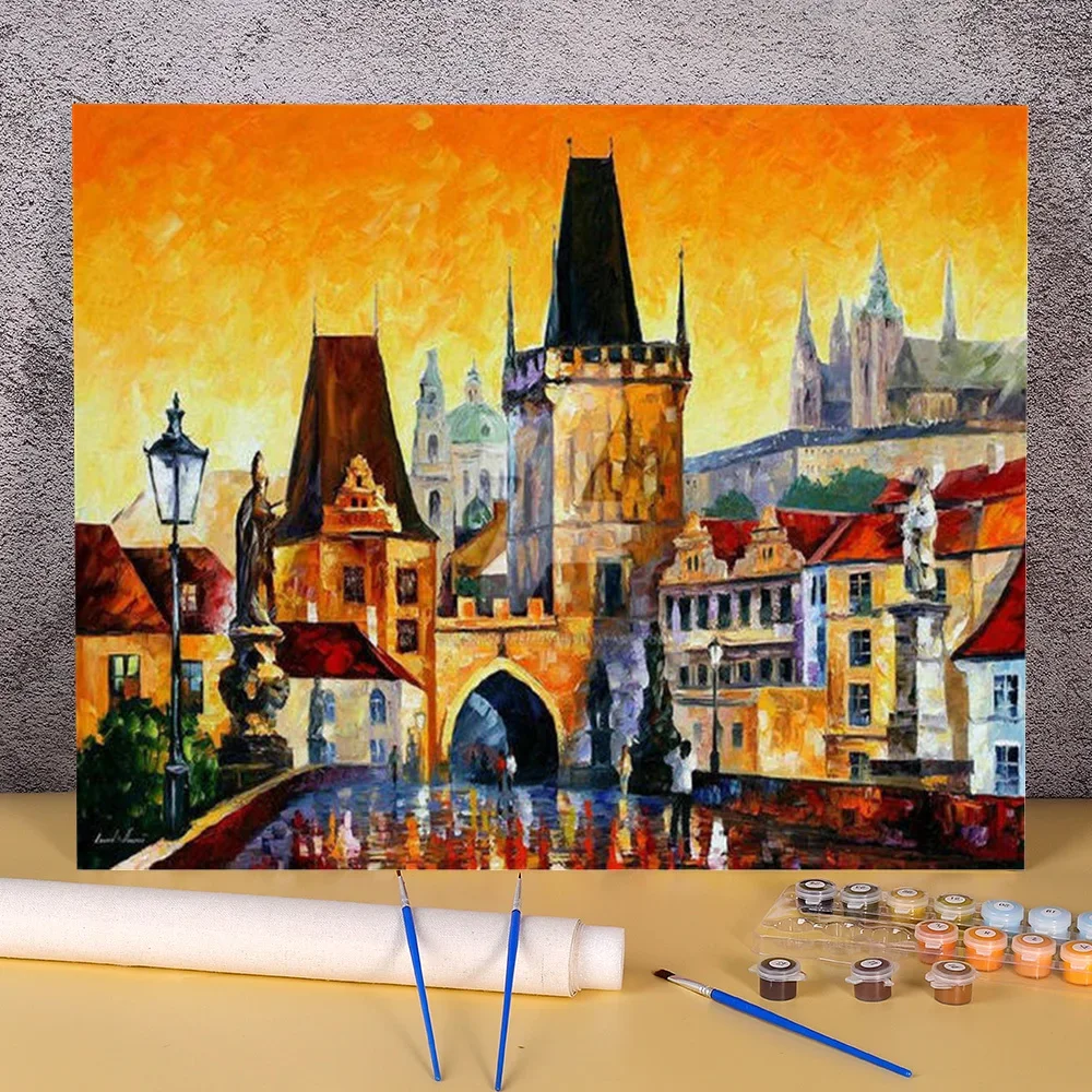 

600747 Old City Painting By Numbers Package Acrylic Paints 50*70 Painting On Canvas Decorative Paintings Crafts Handicraft