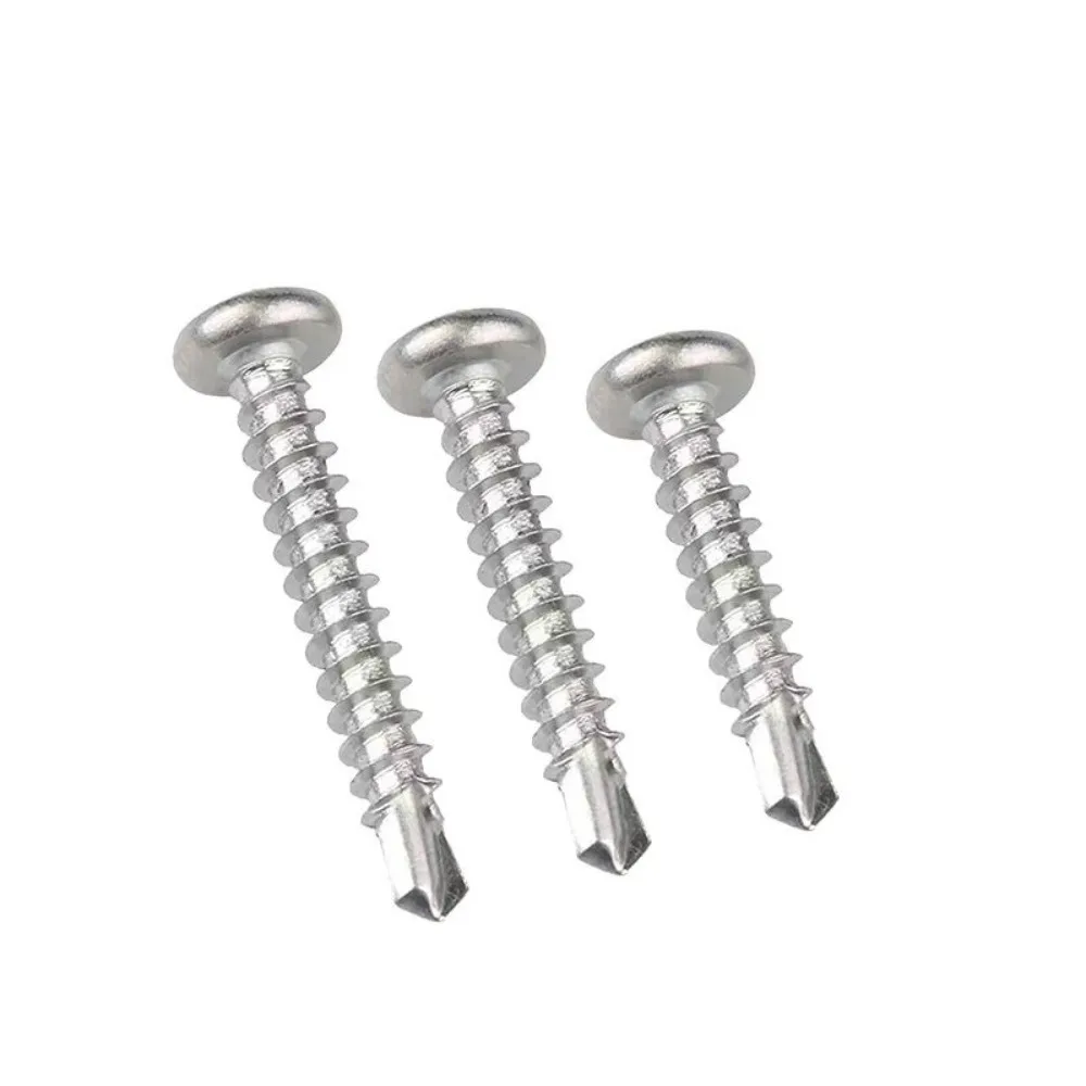 50PCS Stainless Steel Self Tapping Screws Round Washer Flat Head Self Drilling Screws High-Strength Cross Phillips Metal Screws