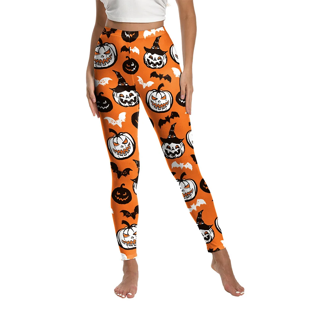 Vrouwen elastische legging Halloween pompoen print vakantie feestkostuum grappig thema rollenspel legging
