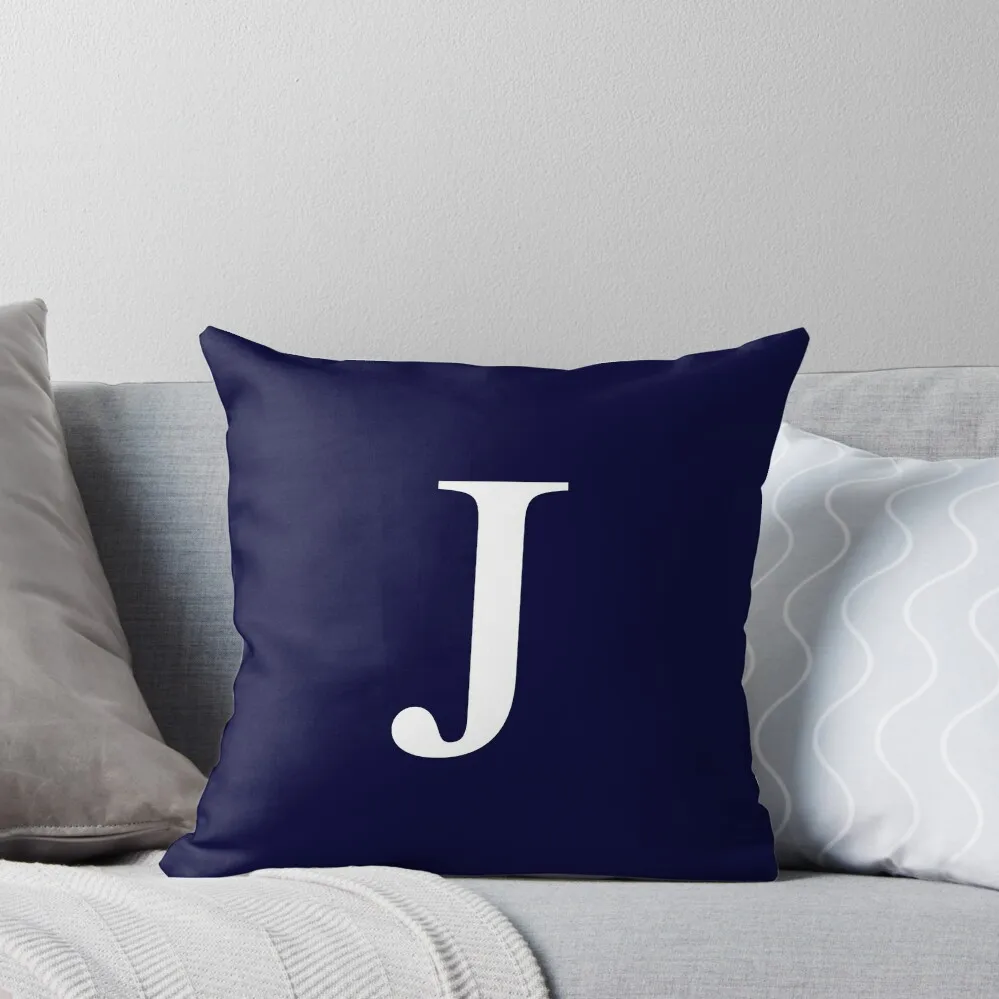 

Navy Blue Basic Monogram J Throw Pillow Cushion Cover Luxury Luxury Sofa Cushions Pillows Aesthetic luxury covers pillow