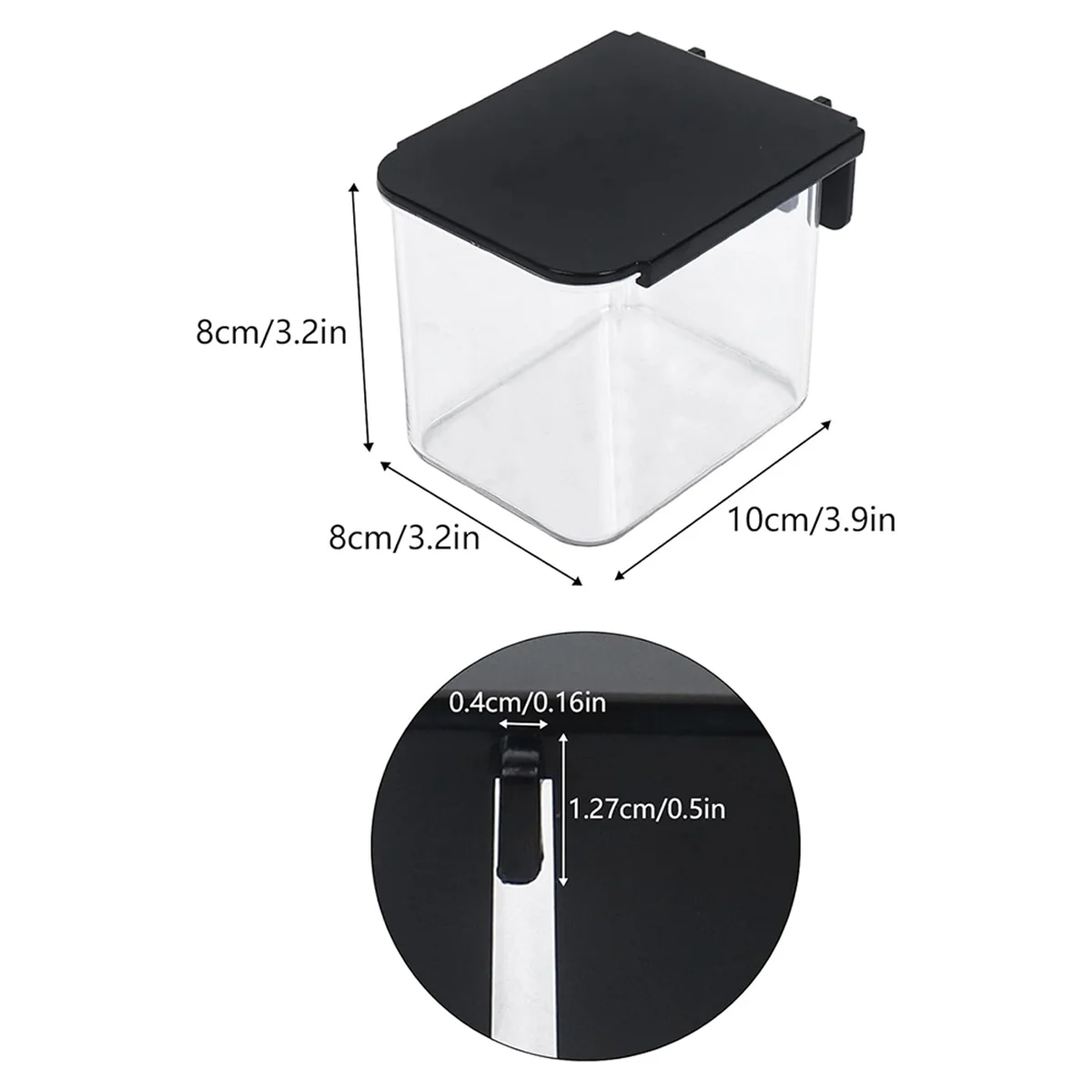 

ABNJ 4 Pcs Pegboard Accessories with Lid, 3.9 X 3.2 X 3.2 Inch Pegboard Bins with Hooks, Clear Plastic Pegboard Containers