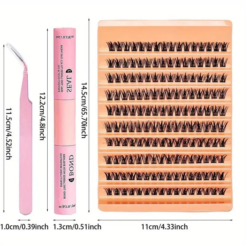 Kit extension ciglia D-roll da 160 pezzi con adesivo, sigillante e applicatore - ciglia personali per un look naturale