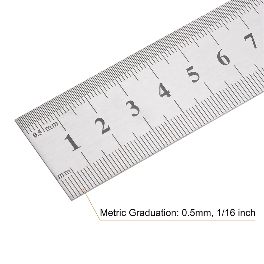 2PC Stainless Steel Ruler Metal Rulers 1.14\