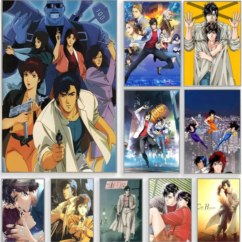 action anime c-city hunter Poster Classic Wall Art  Home Decor  Peel and Stick Unframed