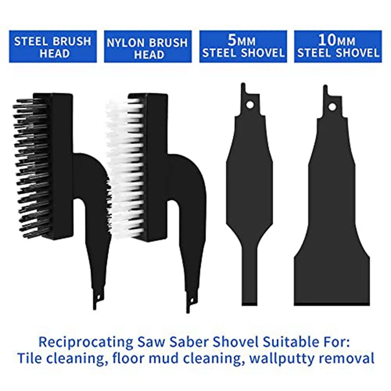 4PCS Reciprocating Saw Scraper Blade Set, Black Reciprotools Attachments And Adapters For Reciprocating Saws