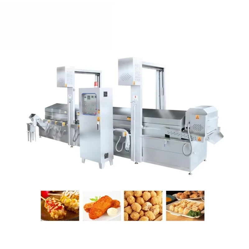 Full Automatic Continuous Fryer for Pork Rinds Broasted Chicken French Fries Commercial Deep Frying Machine Custom