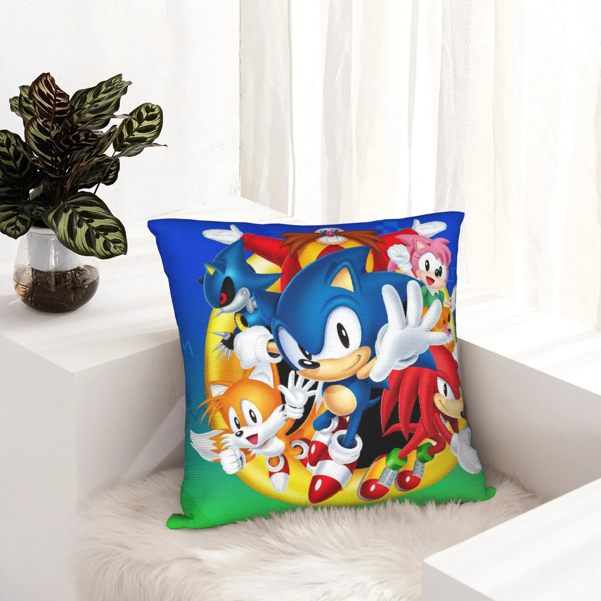 Shadow The Hedgehogs Pillowcase Double-sided Printing Cushion Cover Gift Cartoon Throw Pillow Case Cover Living Room Square
