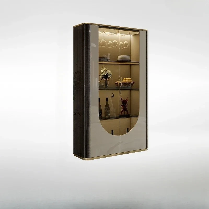 

Light Luxury Glass Wine Cabinet Wall Wine Cabinet Restaurant Locker Simple Italian Post-Modern High-End Paint Bookcase