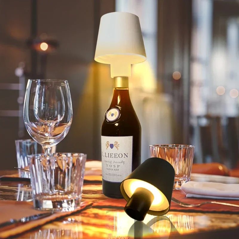 Lampe de bureau LED sans fil, créative, bouteille de vin, poignées, portable, escales de charge, lampe décorative