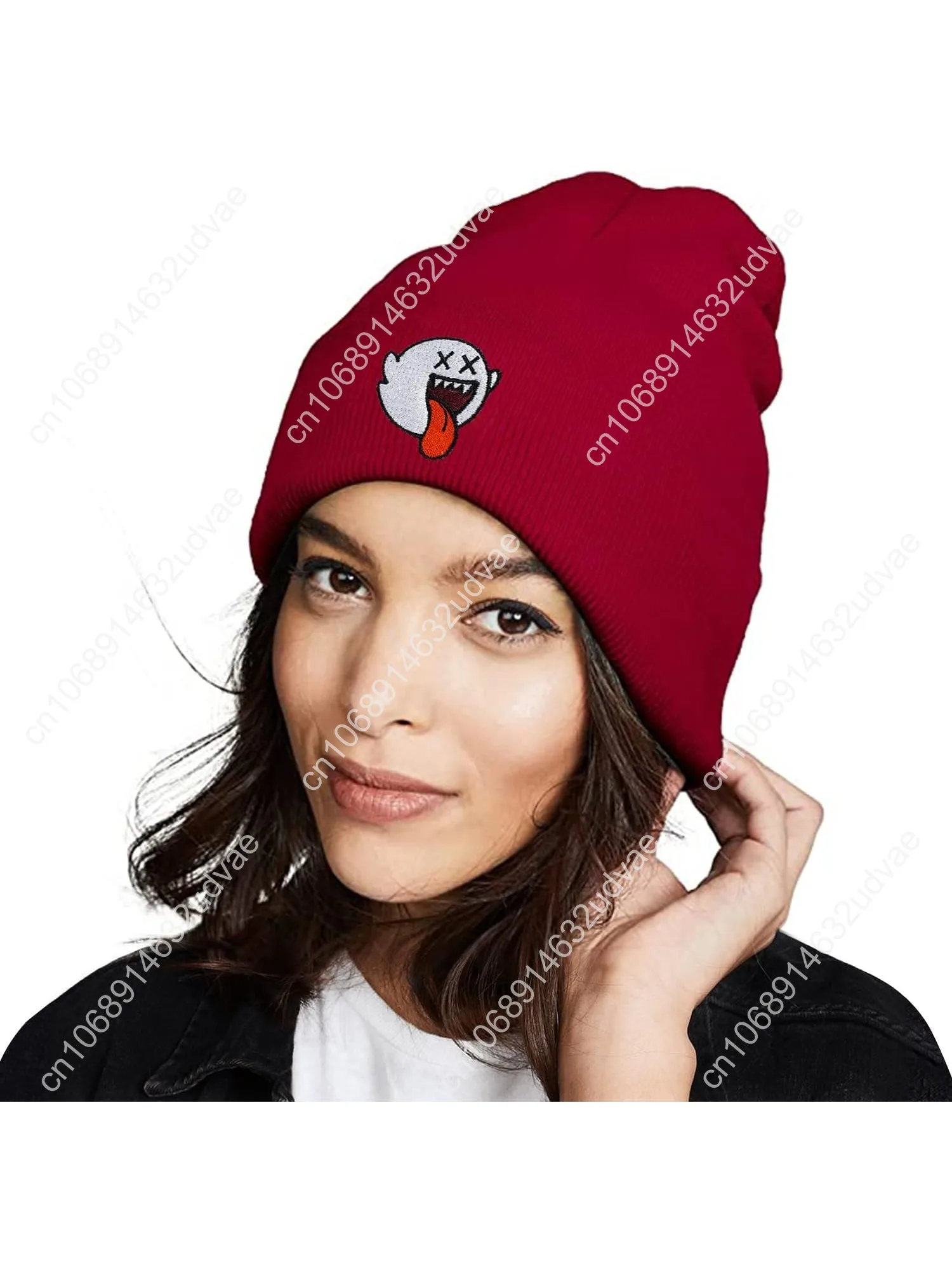 

Nueasrs Funny Ghost Beanie Hats for Men and Women, Goth Cool Winter Skull Knit Hat Gift