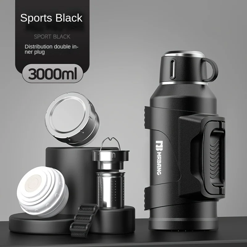 

1pc 3L Large Capacity Stainless Steel Water Bottle, Portable Leakproof Insulated Water Cup, Suitable For Outdoor Sports