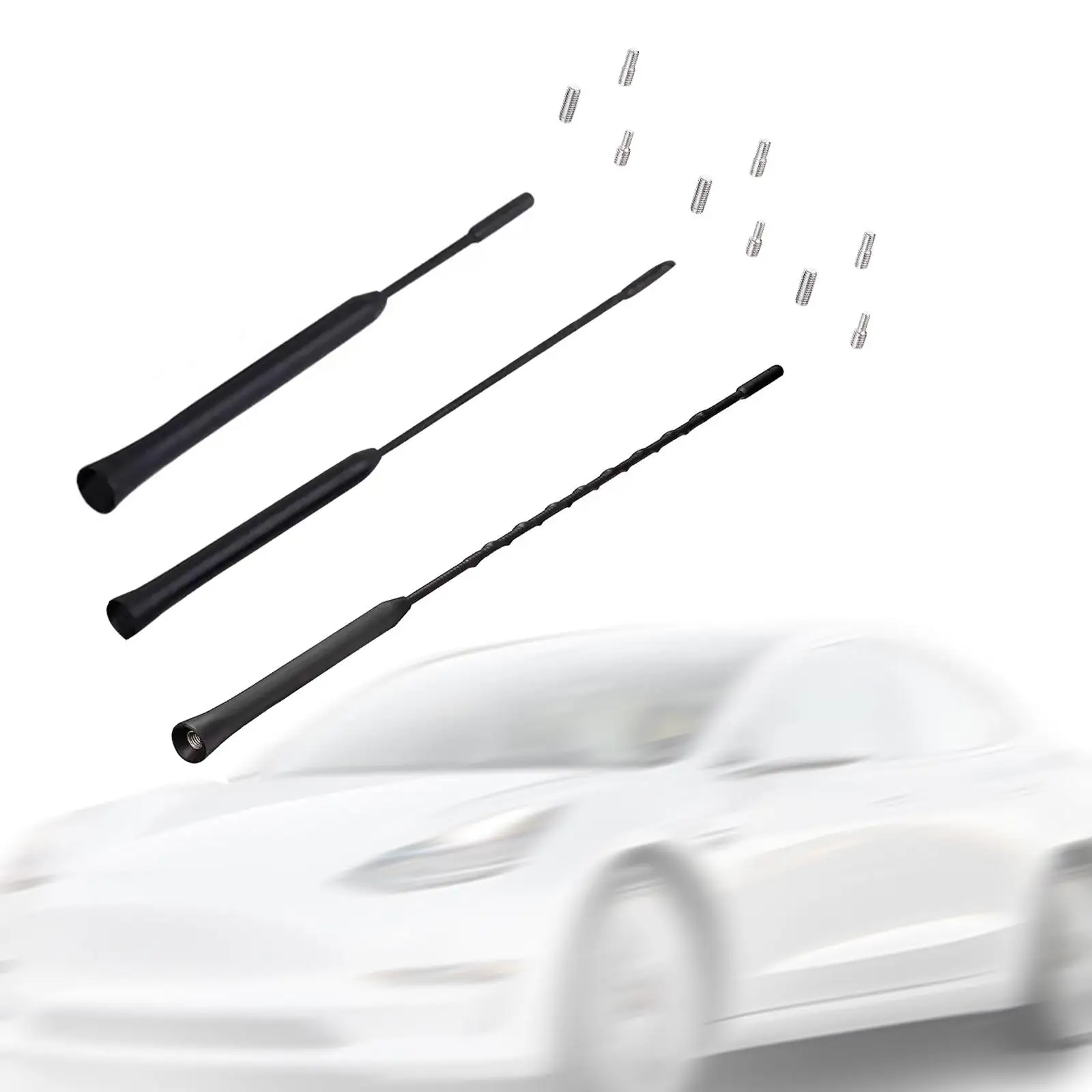 Car Antenna Mast with M4 M5 M6 Screw AM/FM Reception Roof Mount Universal Vehicle Radio Aerial Replaces Easy to Install Premium
