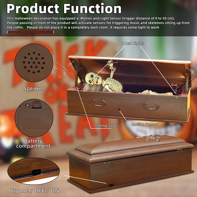 

NEW Halloween Coffin Skeleton Skeleton Pocket ornament For Halloween decoration Gift