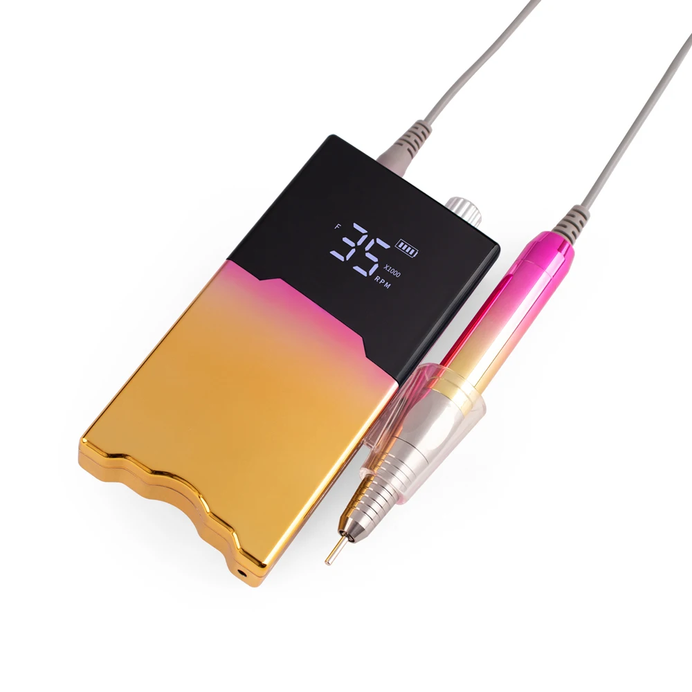Misbeauty 2023 New Innovative Gradient Portable Brushless Mobile Rechargeable Wireless Nail Drill Machine 35000RPM for Nail Art