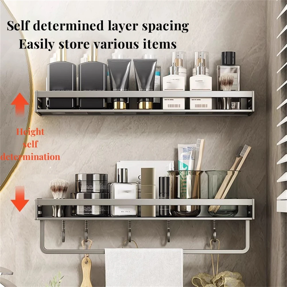 1 Piece Wall Bathroom Item Storage Rack Towel Rod Item Storage Hook Multifunctional Storage Rack By The Washbasin