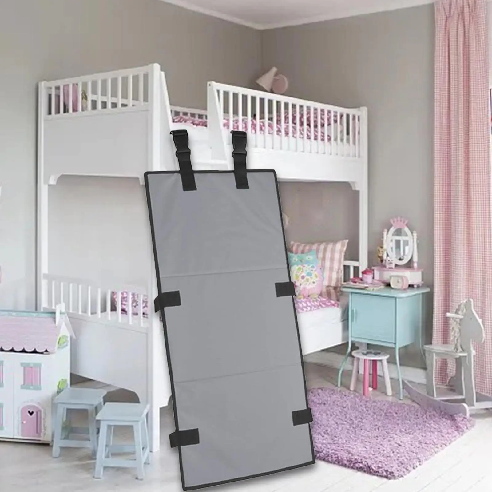 

Children Bunk Bed Ladder Cover Prevent Climbing Ladders Accessory Easy to Install Durable Gray Oxford Cloth for Outdoor Indoor