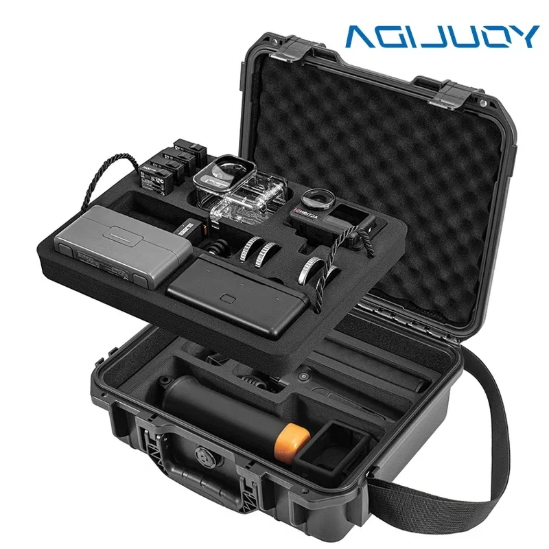 B-M For DJI Osmo Action 5 Pro Camera Accessories Hard Case 2 Layer Waterproof Storage Box Carrying Case Portable Travel Suitcase