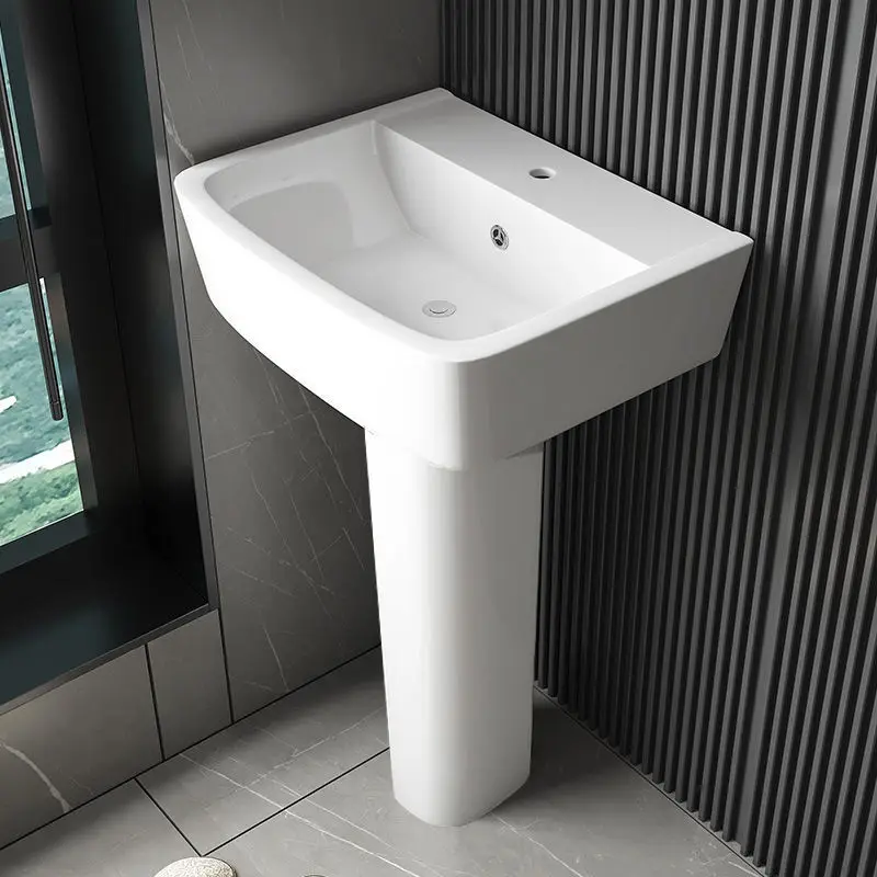 Column basin Ceramic household wash basin Floor-to-ceiling washbasin Small apartment bathroom integrated balcony wash basin