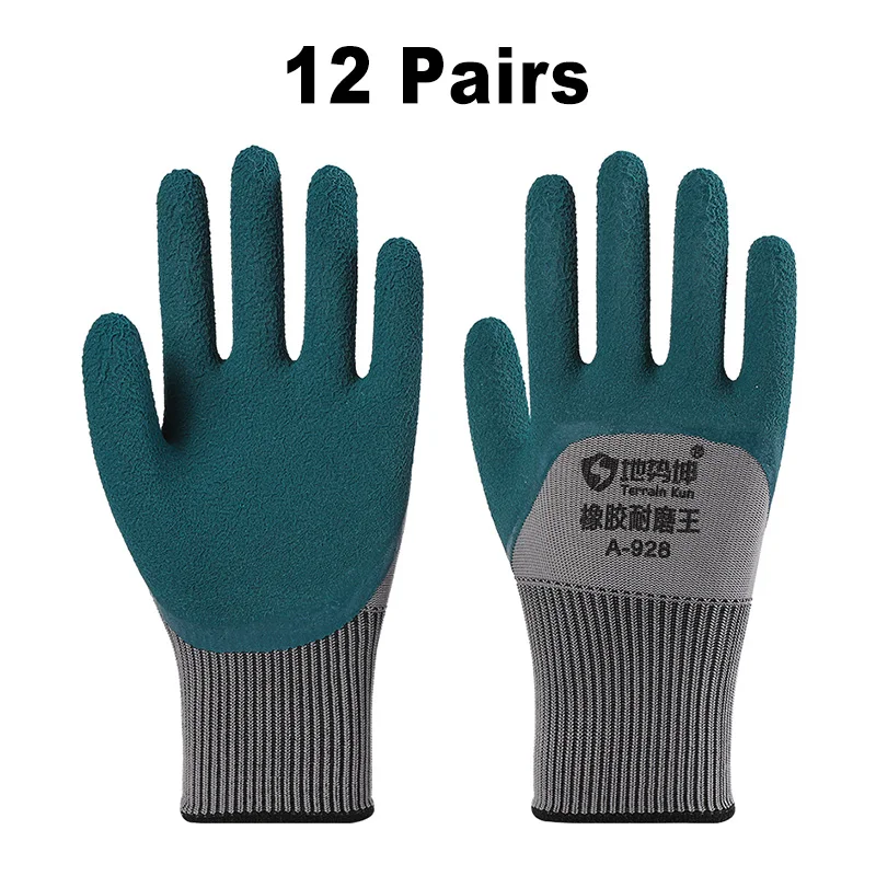

Wear-Resistant Rubber Work Gloves, Durable Anti-Slip Soft Leather Safety Gloves for Construction Industrial Labor