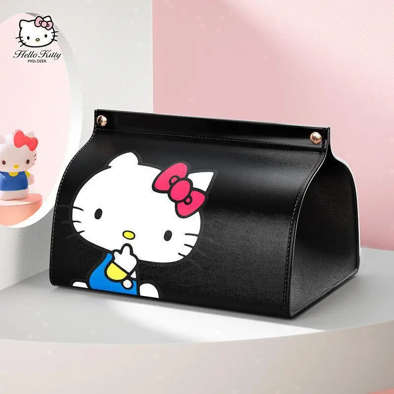 Hello Kitty Portable Car Tissue Box Cute Cartoon Makeup Bag for Women Creative Drawstring Paper Box