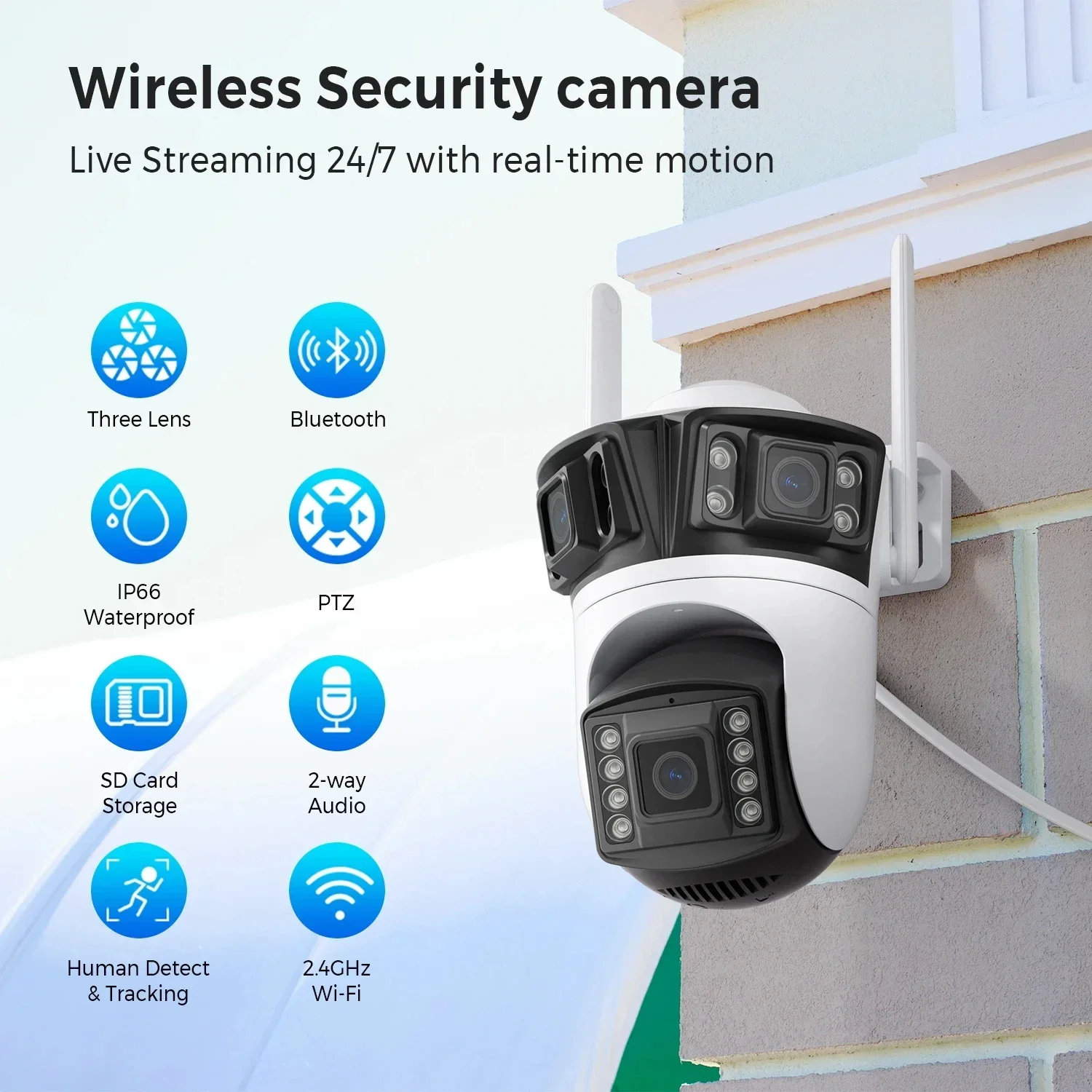 Triple Lens 6K 12MP Dual Lens 4K 8MP Security Camera Outdoor AI Human Detection WiFi Waterproof CCTV PTZ Tracking 2 Way Audio