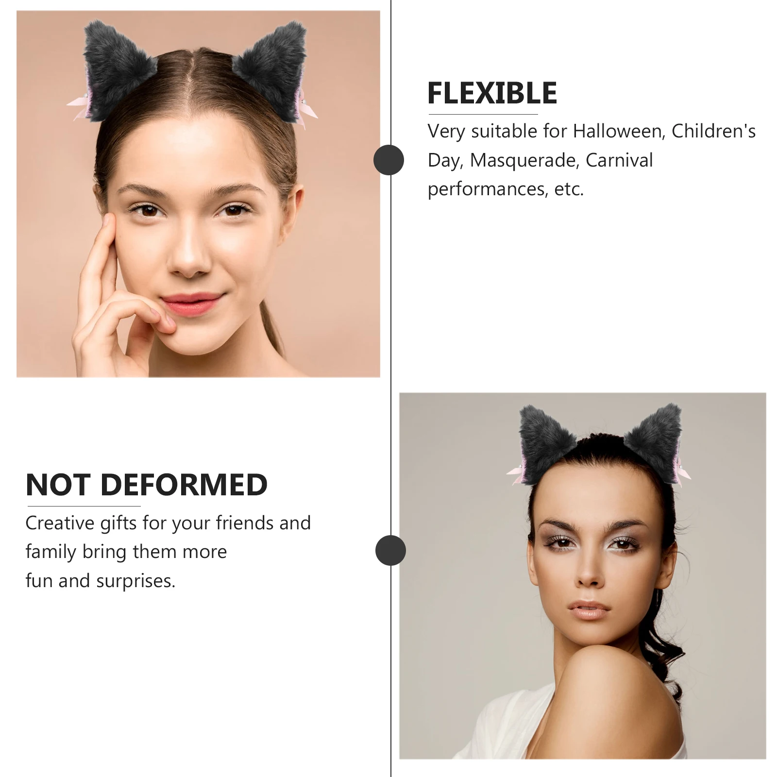 Cat Ear Hairpin Design Clip Ears Tail Clips with Bells Soft Imitation Rabbit