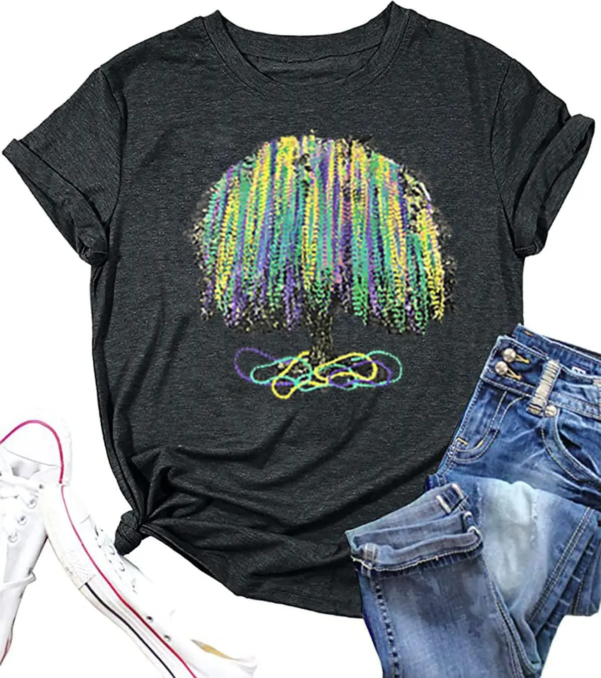 Mardi Gras Shirt Women Mardi Gras Tree T-Shirt Fat Tuesday Carnival Tee Celebration Party Gift Shirt Top