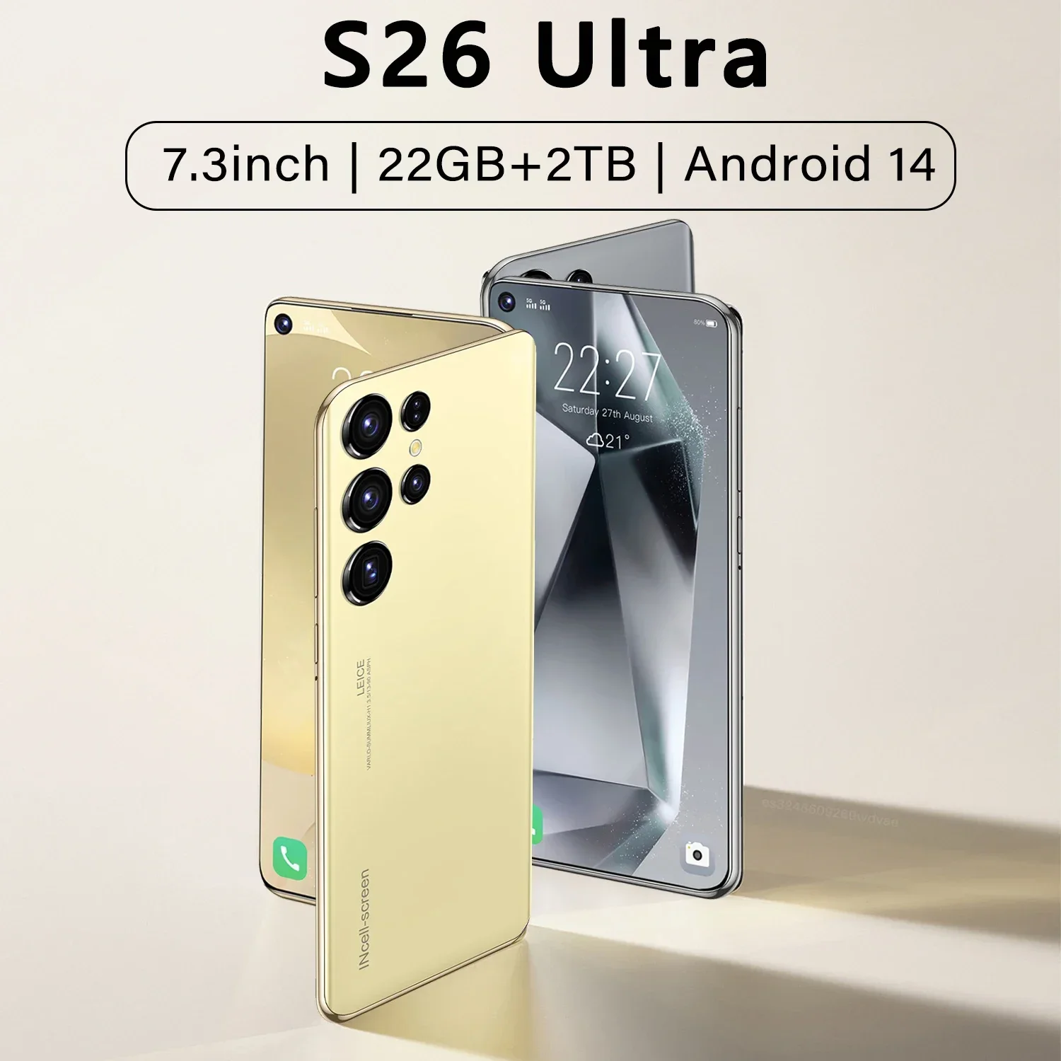 Mobile Phones S26 Ultra 6.8 HD Screen Smart Phone Original 22G+2T 5G Dual Sim Celulares Android Unlocked 78MP+108MP 7800mAh