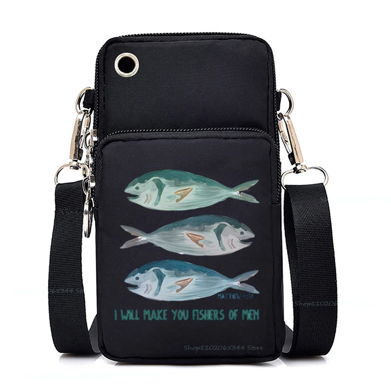 

I Will Make You Fishers of Man Versatile Shoulder Bag Men Women Japanese-style Fishing Casual Phone Bags Fisherman Crossbody Bag