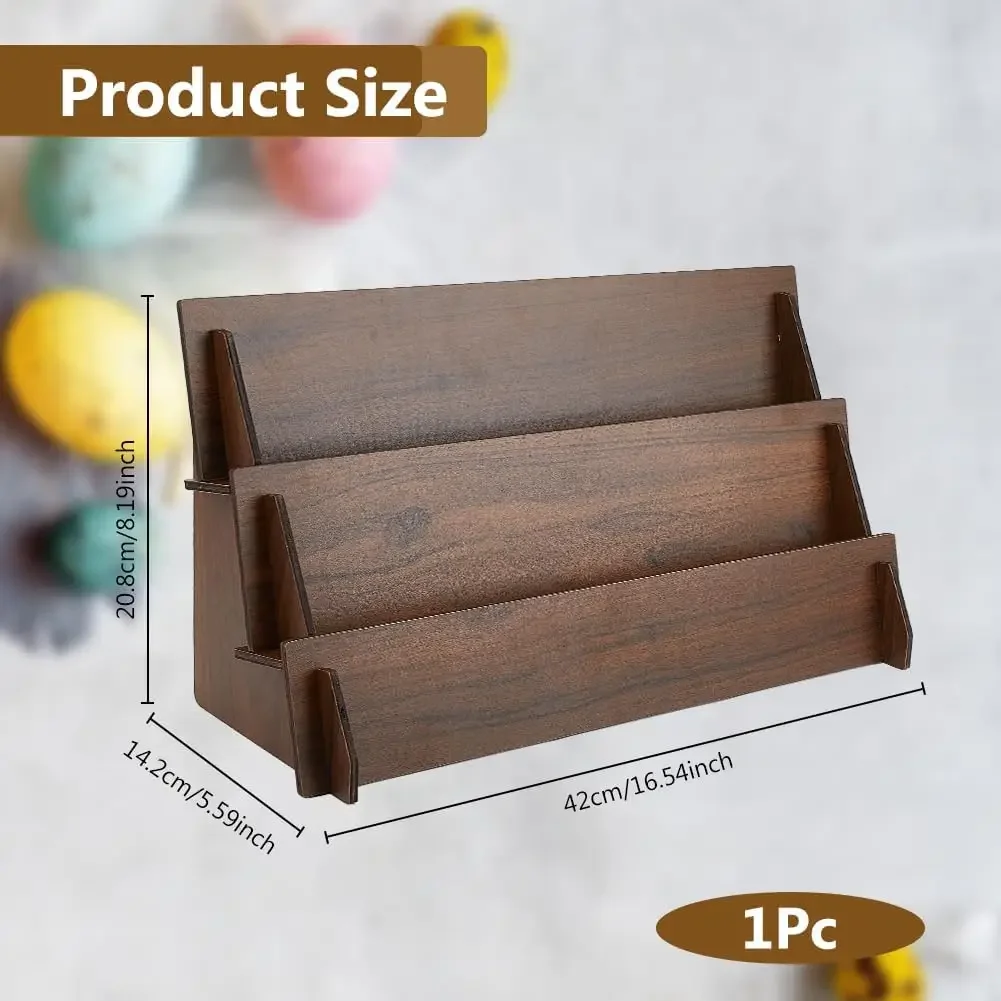 1PCS Upgraded Thickened 2-Tier Wooden Display Stand Greeting Card Sticker Rack Brown Earring Jewelry For Home Retail Counter