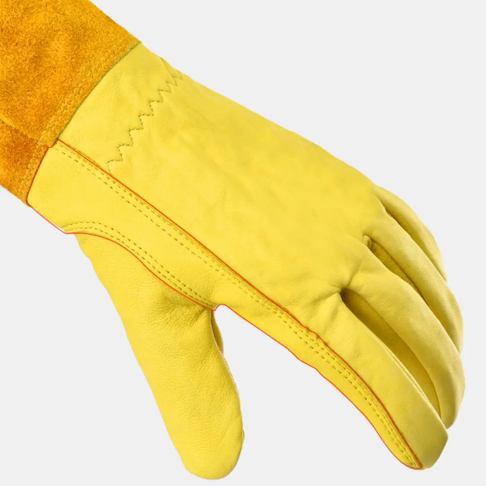 1pair Long Sleeve Gardening Gloves Non-slip Wear-resisting Winter Thermal Gloves Leather Anti Stab Outdoor Work Gloves