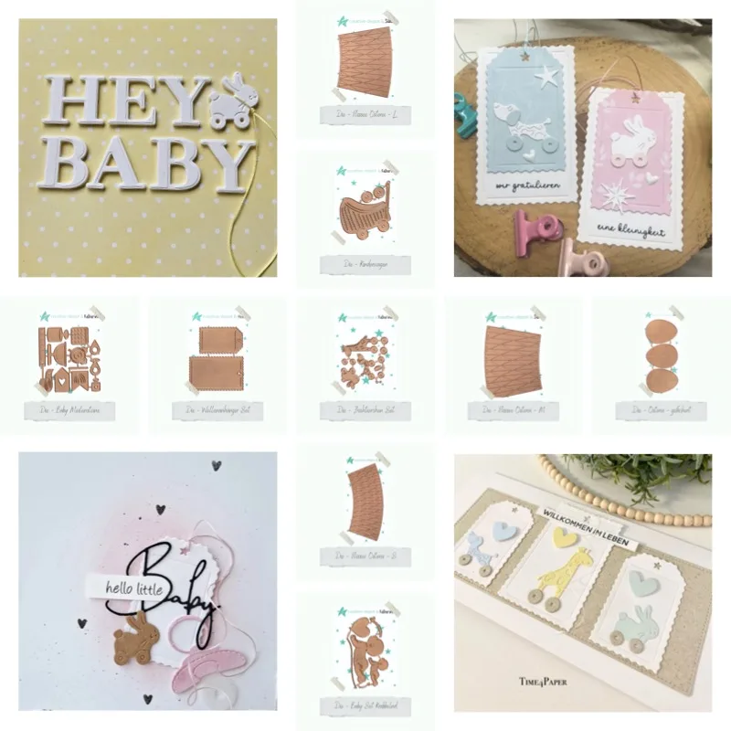 Rabbit's Egg Strollers Little Pacifier Cutting Dies Scrapbook Diary Decoration Stencil Embossing Template DIY Greeting Card 2026