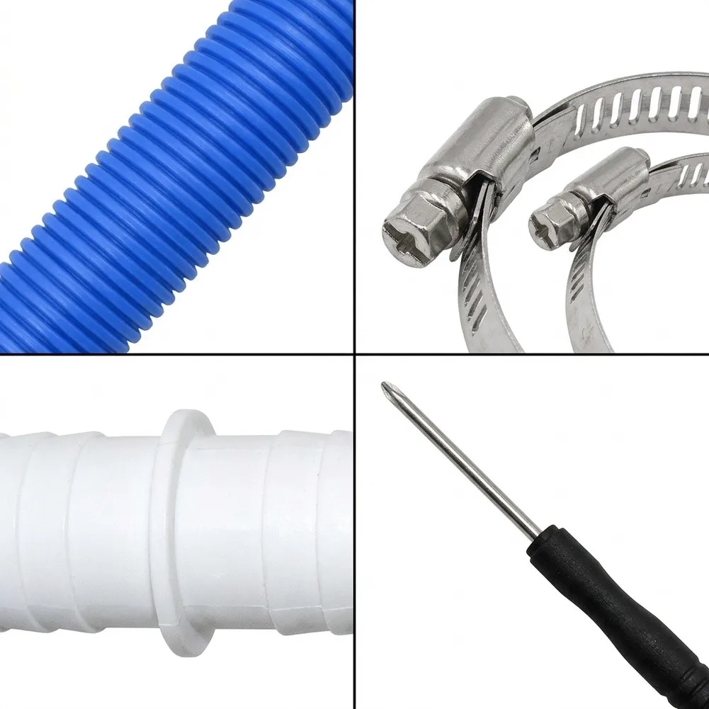 Telescopic Pool Hose White Blue 32mm Pool Hose Adjustable Length Design Easy Installation Setup Flexible Connection Type