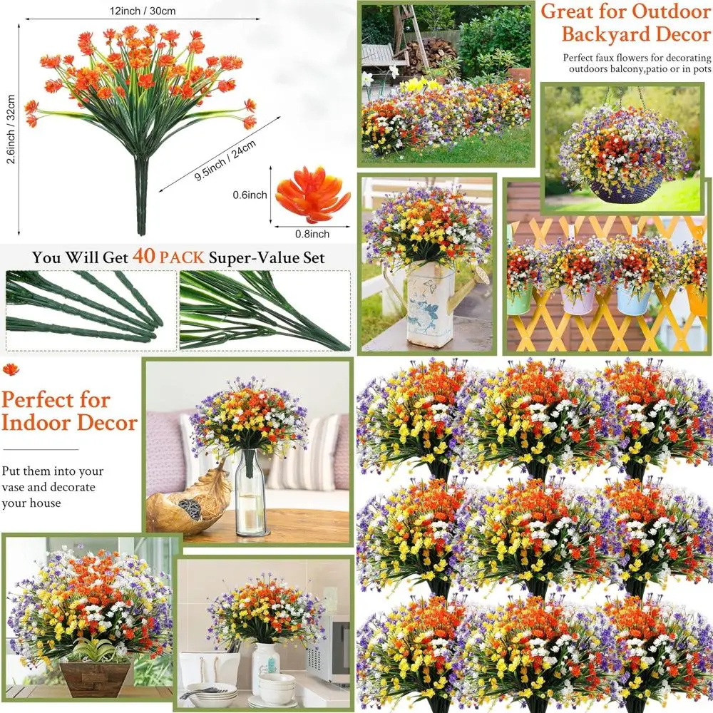 

UV-Resistant Outdoor Artificial Flower Bundles for All-Season Garden and Porch Decor