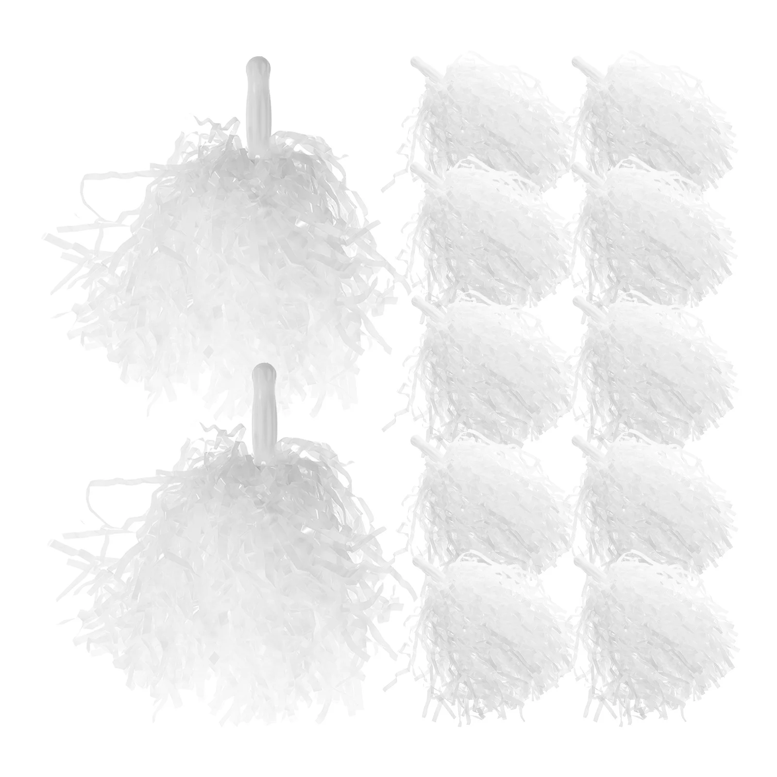 

12Pcs Metallic Cheerleading Pom Poms Hand-Held Flowers for Dance Performance Sports Party Cheering Props White Pom Poms