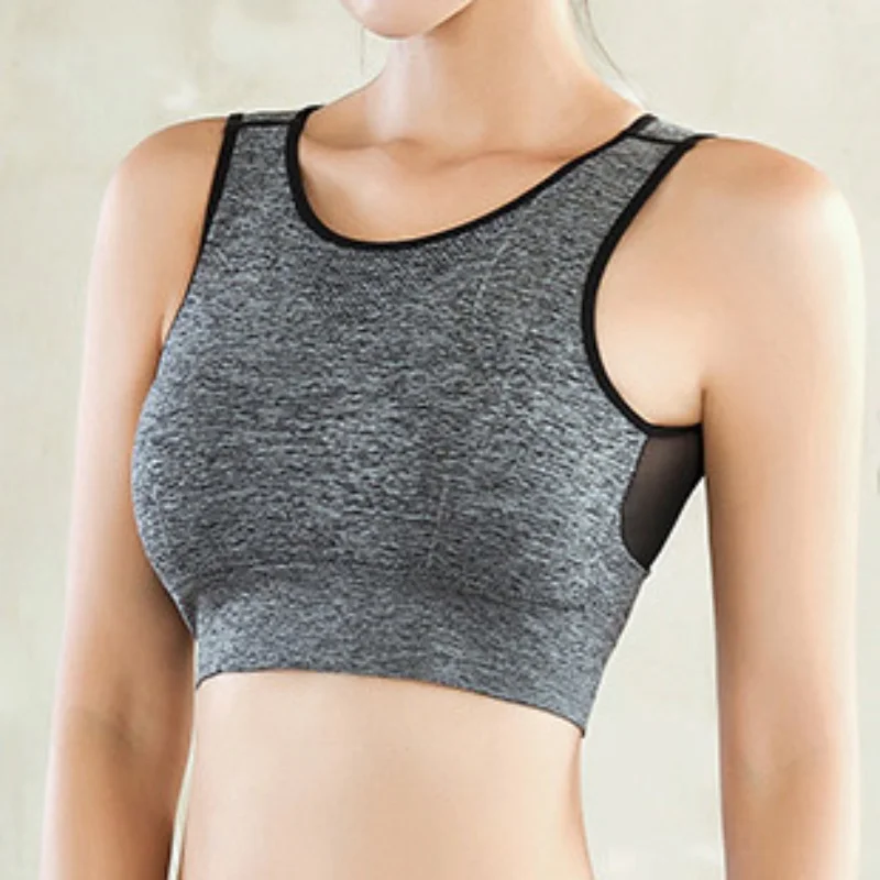 Women Breathable Mesh Shockproof Padded Athletic Gym Running Seamless Fitness Yoga Vest Sport Bra Tops