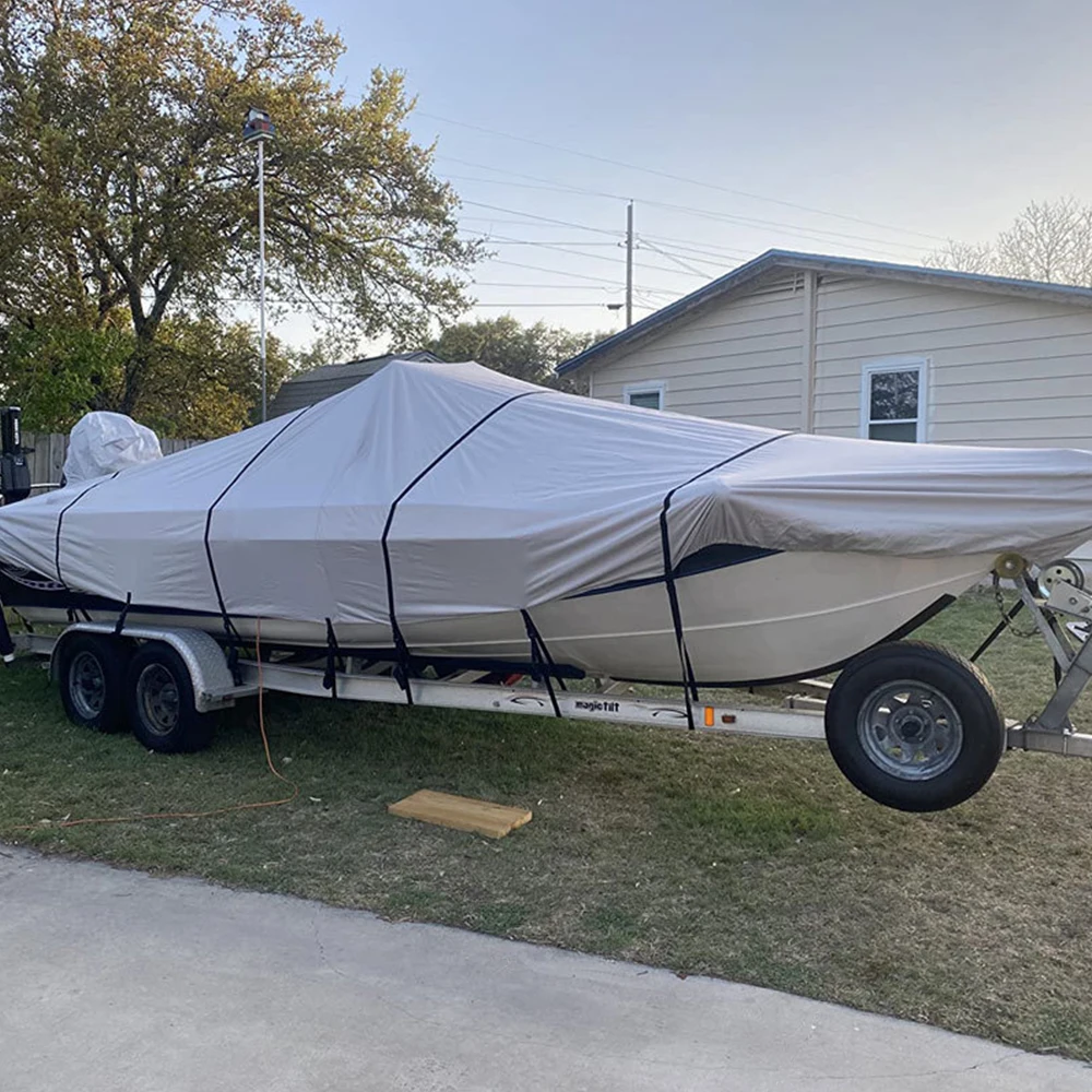 Чехол для рыболовной лодки 210D, аксессуары для ловли рыбы, баса, скоростной катер, V-образная синяя крышка лодки для трейлерной лодки 11-22 фута