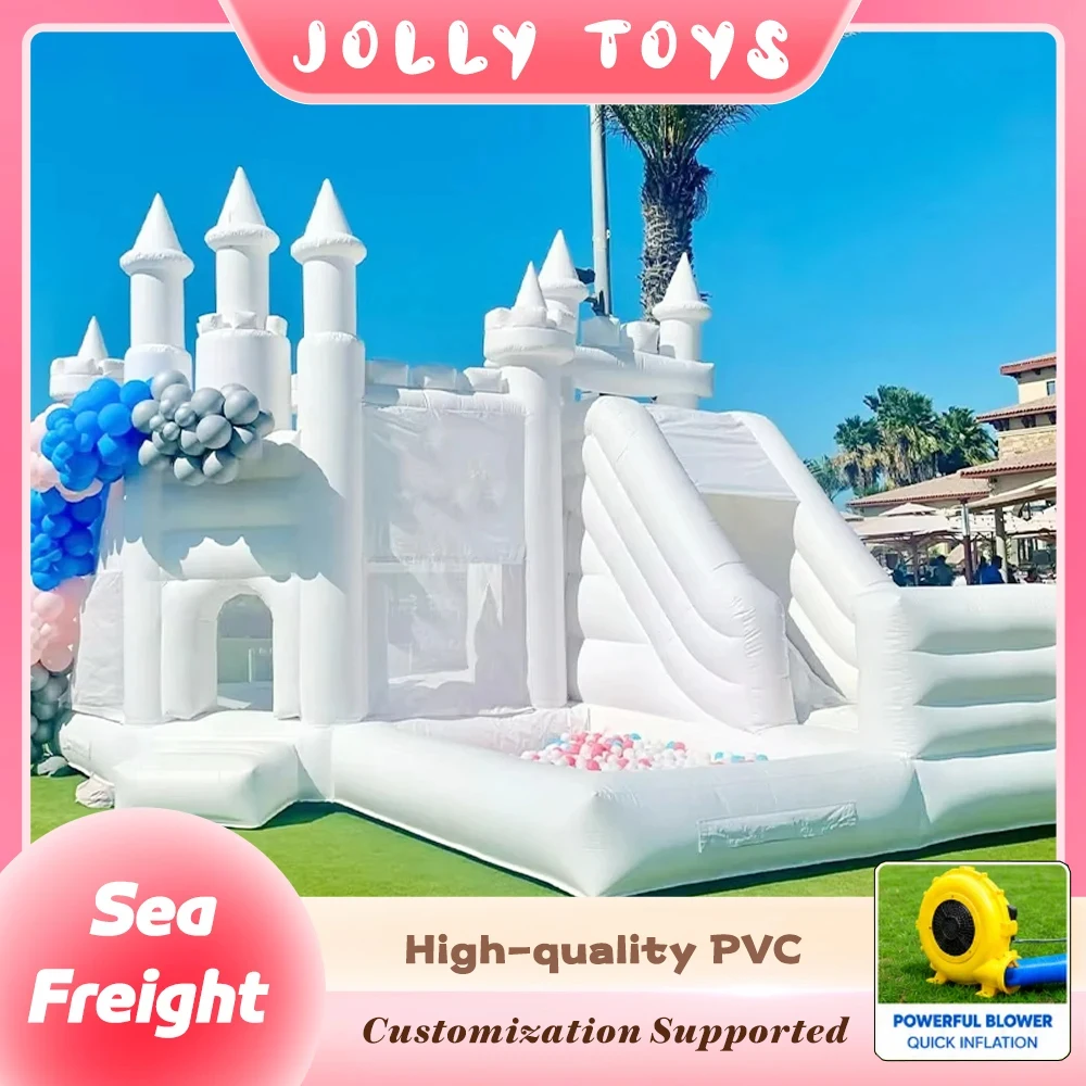 

Inflatable Bouncer Slide with Ball Pit for Kids Perfect for Wedding Parties Birthdays Outdoor Fun White Castle Blower Included
