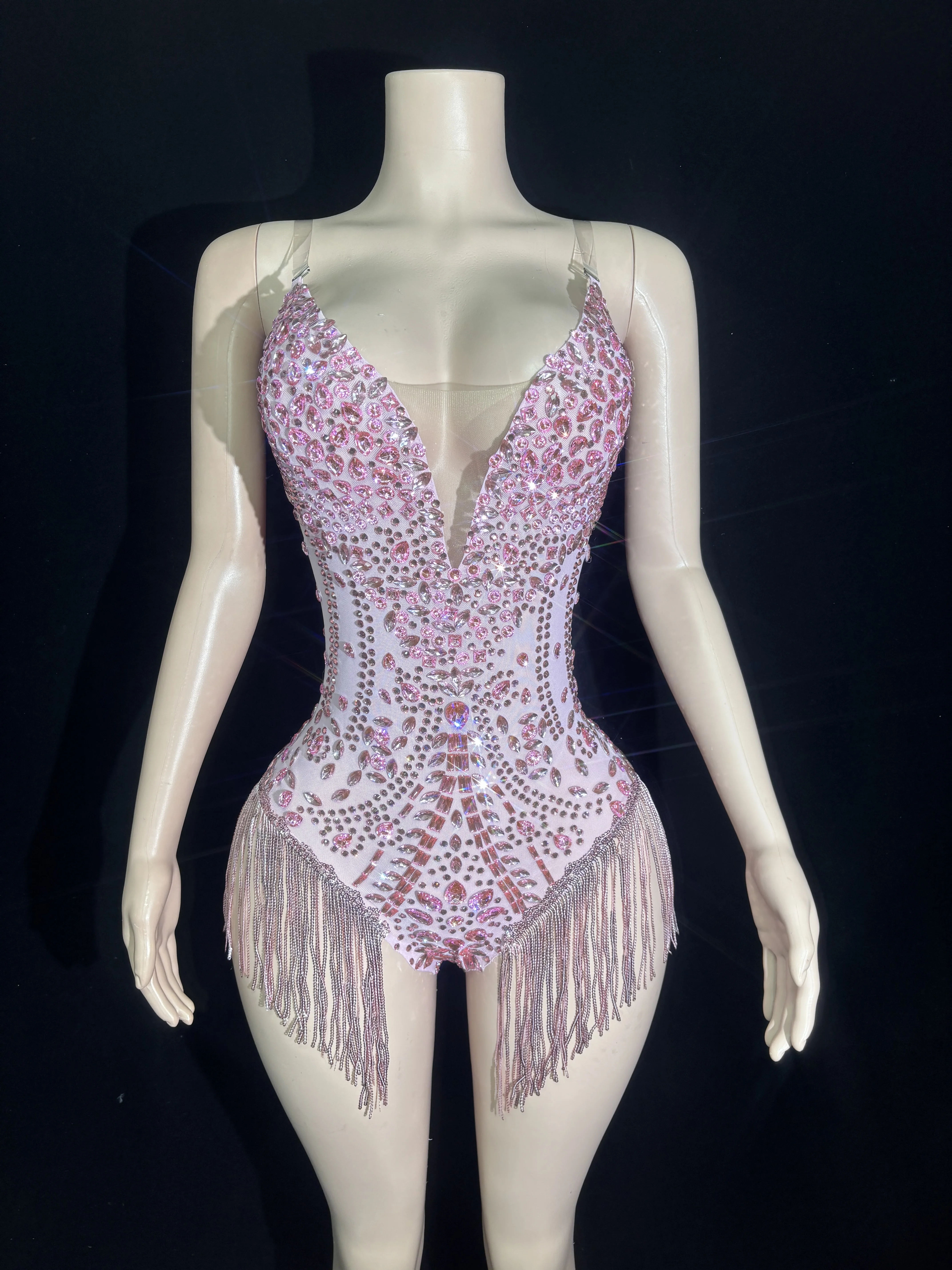 

Women Sparkly Rhinestone Tassel Stretch Bodysuits New Arrival Birthday Party Nightclub Dj Danser Stage Performance Costume