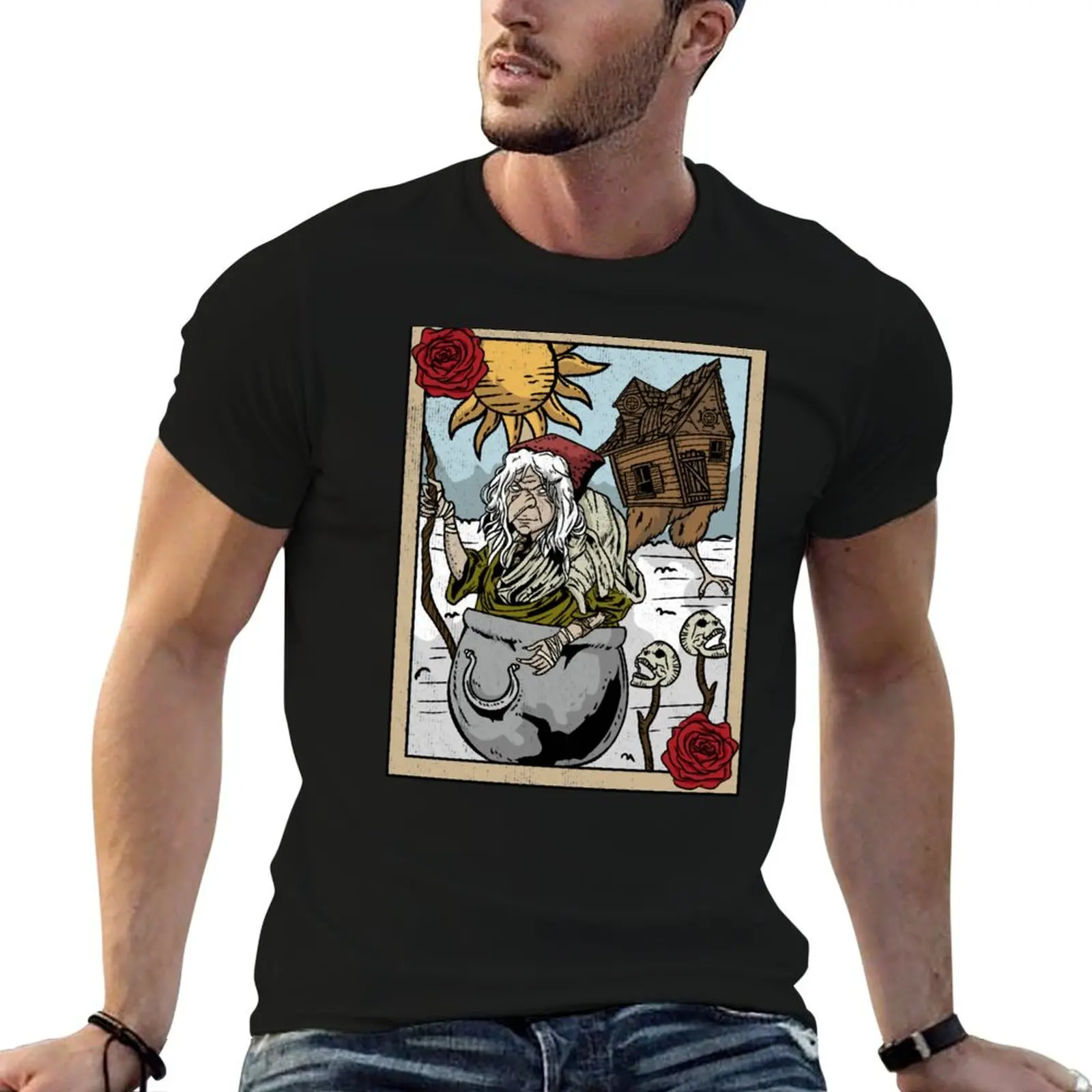 Baba Yaga - Witch Witchcraft Spells Tarot Card T-Shirt Worker Basic Short Sleeve Tee