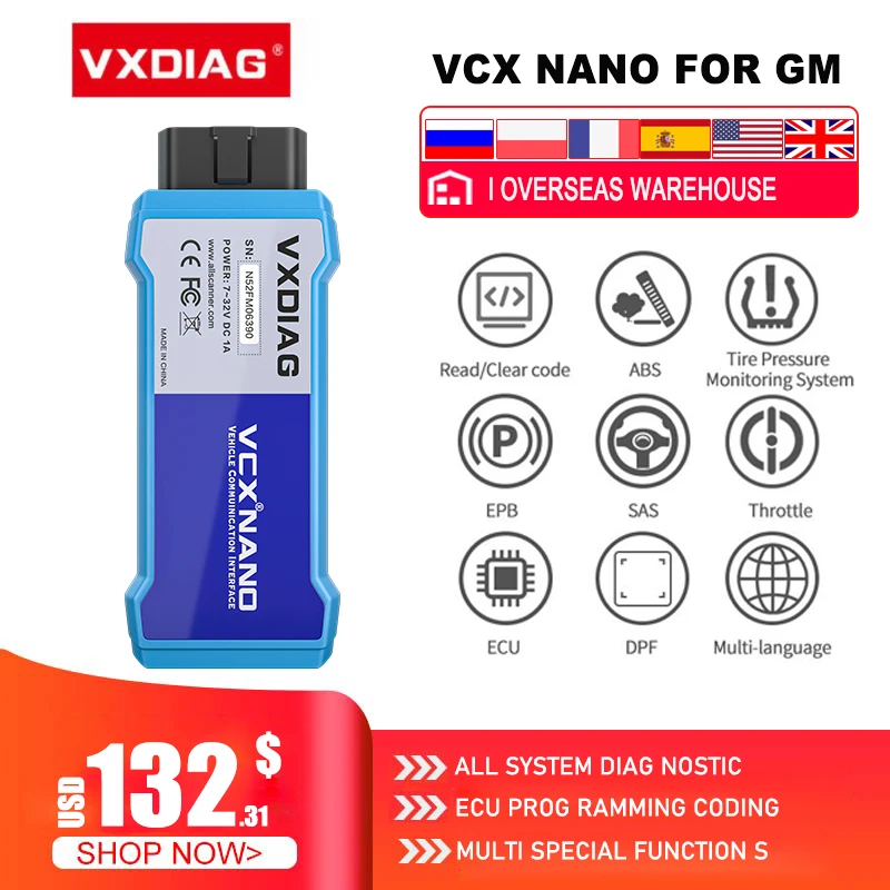 VXDIAG VCX NANO For GM & Opel OBD2 Code Scanner auto Diagnostic tools ECU programming Car diagnosis For Chevrolet&Buick