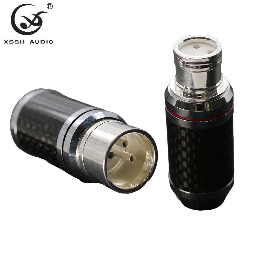 XLR 99,999 Prata Pura Sólida -190 ℃   Freeze Inter Connection Conductor Especial Latão Fibra de Carbono Shell Feminino Masculino XLR Plug