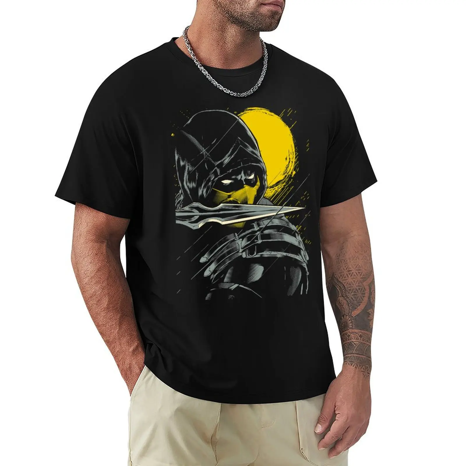 Camiseta Mortal Kombat Scorpion Serious Ninja, camiseta de manga corta grande y alta