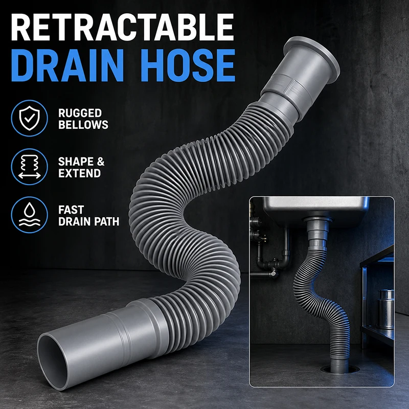 Universal Washbasin Extension Drain Hose Expandable Flexible Plastic Sink Drain Tube Compatible With Kitchen Bathroom Basin