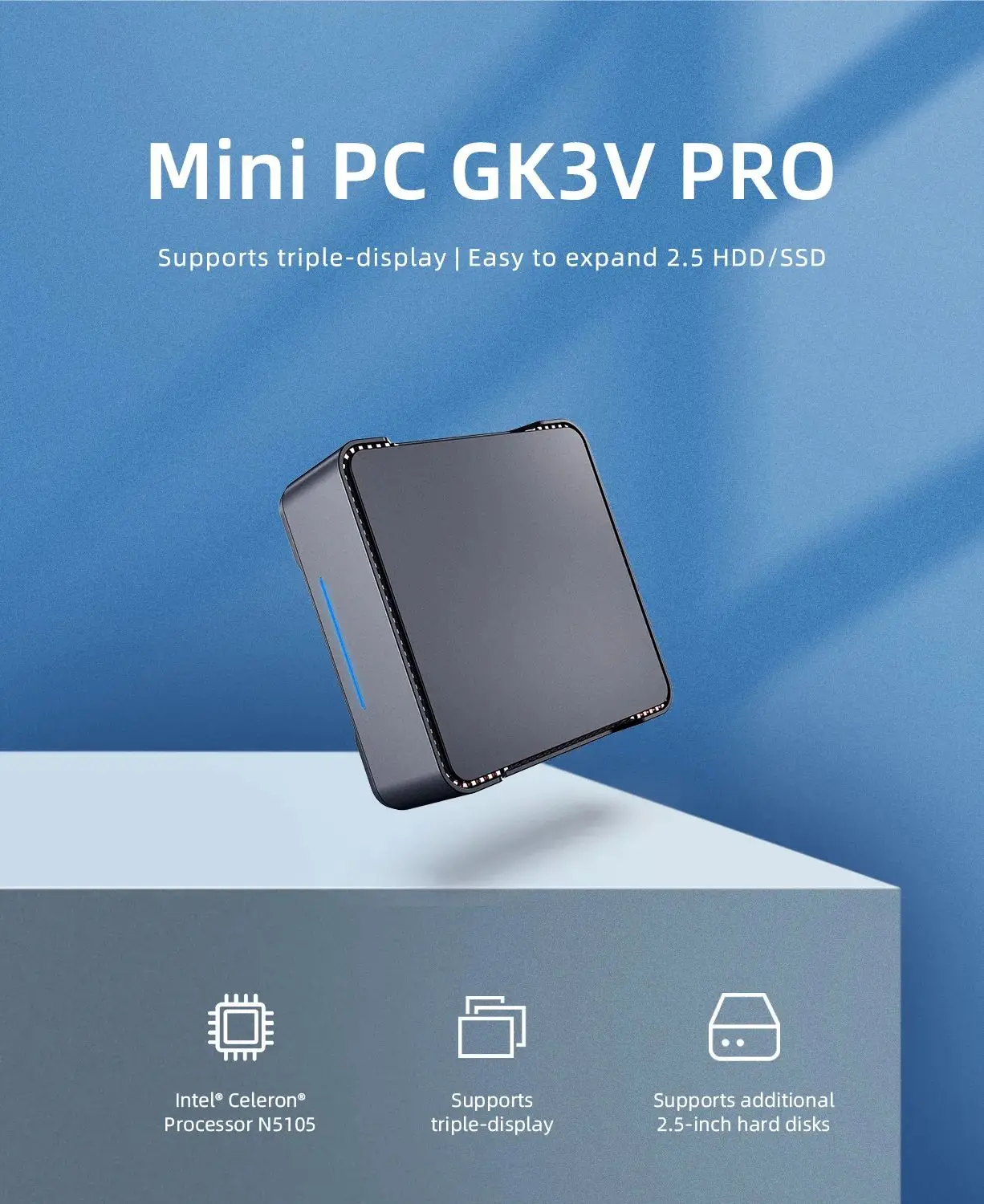 ミニ産業用コンピューター,gk3 pro,4k hd,wifi 5, 8gb,128gb,n5105,win 11,工場価格と互換性があります