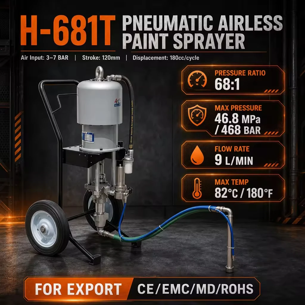 Wholesale 68:1 Pneumatic Piston Pump Mortar Gun, High Pressure Spray Machine for Ship Steel Structure Door Pipeline