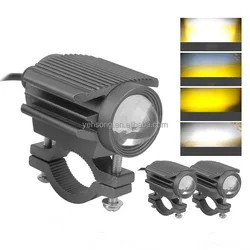 Fari a Led per moto faretti a LED per aerei sorgente luminosa a due colori gialla e bianca lampadine Laser a LED per moto 9-85v