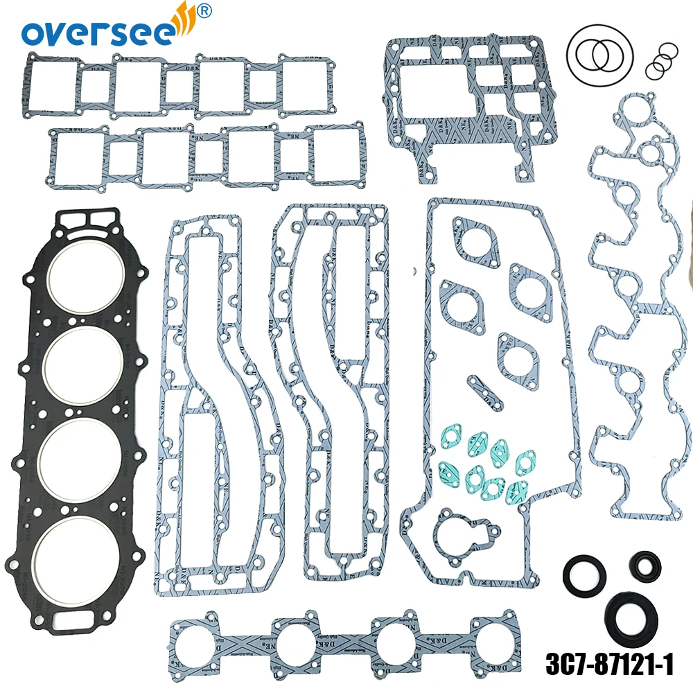 Oversee 3C7-87121-0 Power Head Gasket Set for Tohatsu Nissan 4 cyl 115HP 120HP 140HP Outboard 3C7871210